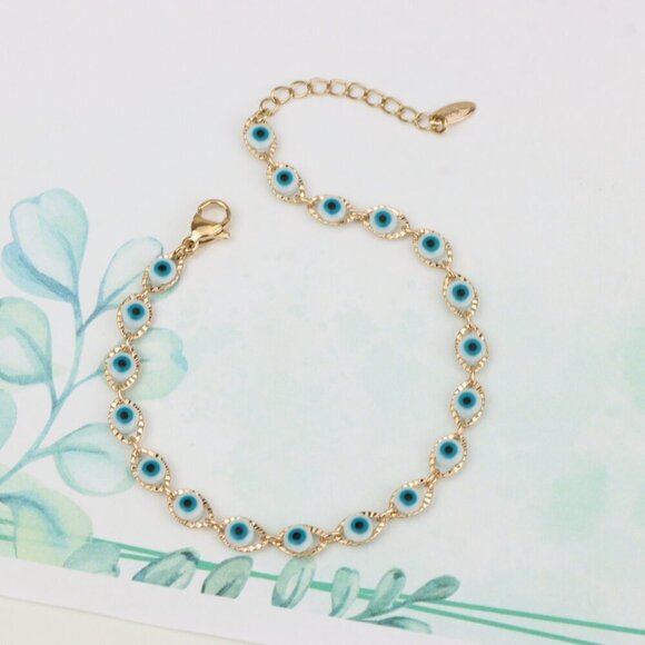 "Delicate Rose Gold Evil Eye Bracelet, XPBL0780 - Picture 1 of 12